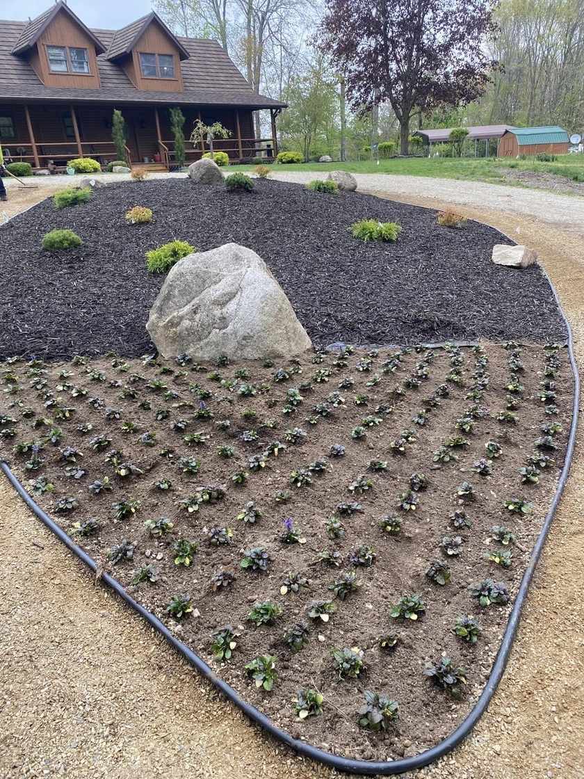 Landscaped garden bed in a Kalamazoo yard