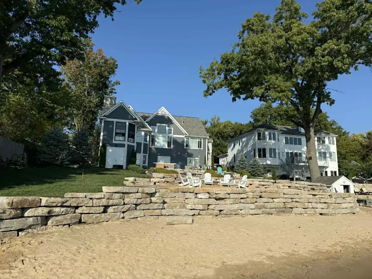 Retaining wall and landscaping project in Oshtemo Township, Michigan