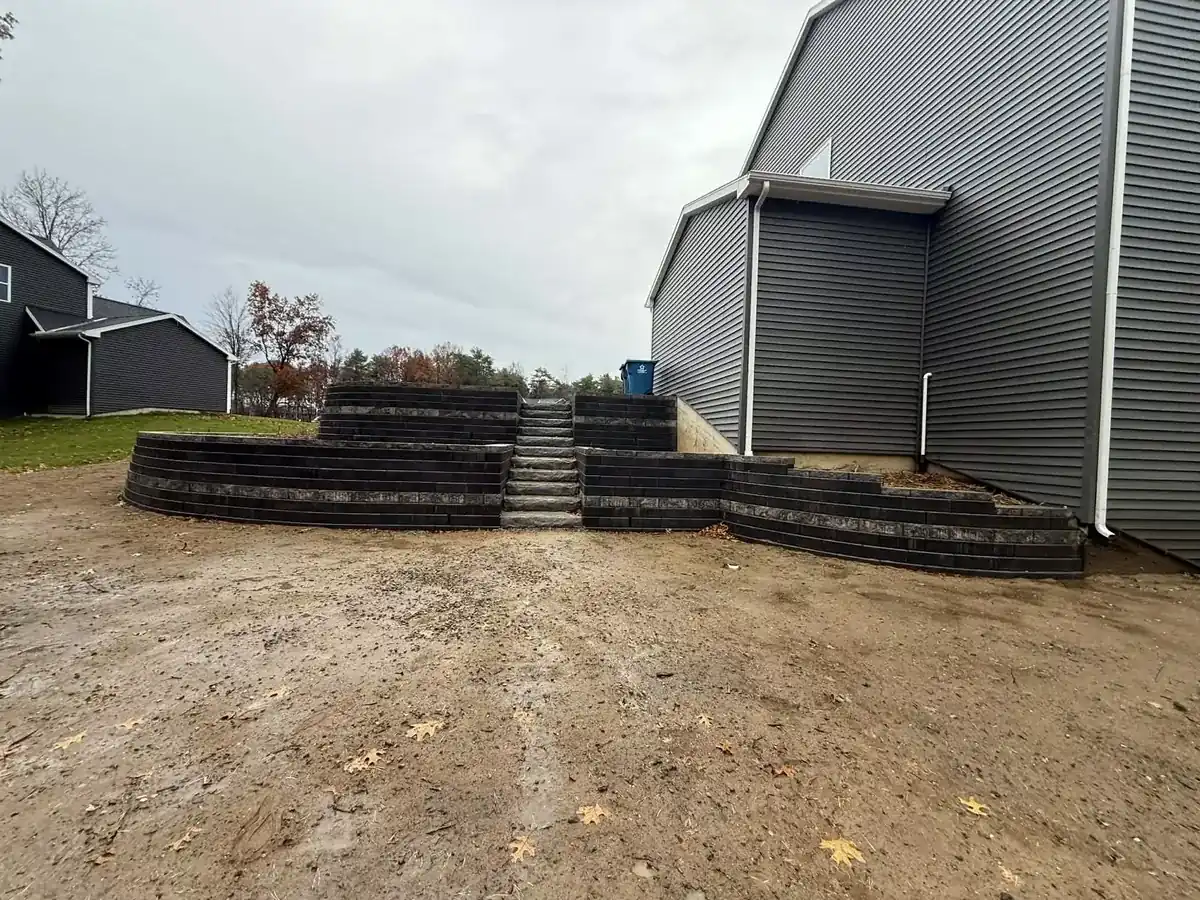 Retaining wall and landscaping project in Kalamazoo, Michigan